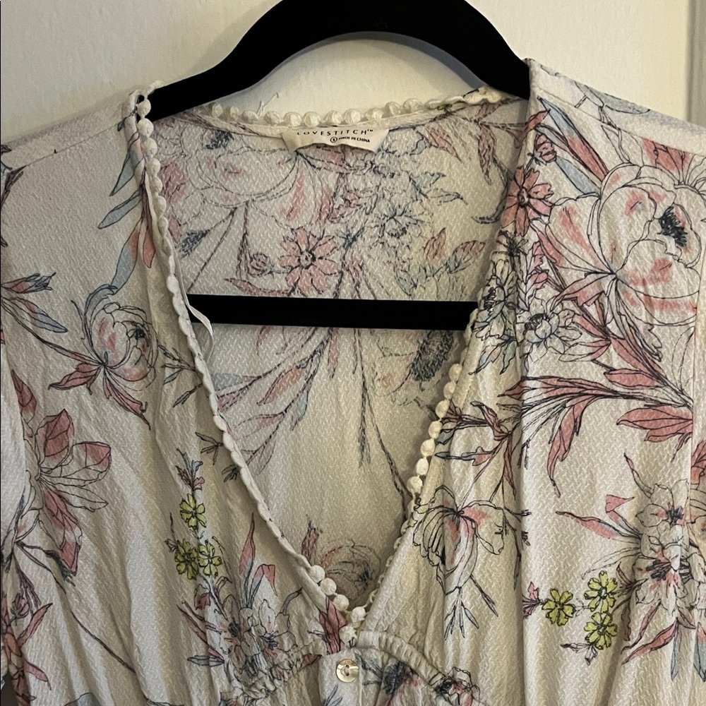 Lovestitch Cream and Pink Floral Maxi Dress - Maternity Dress - Picture 3 of 7